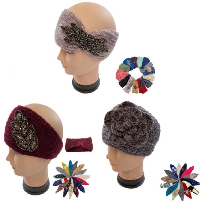 Over Stock Mix&Match Knitted HEADBAND Button or Loop Closure